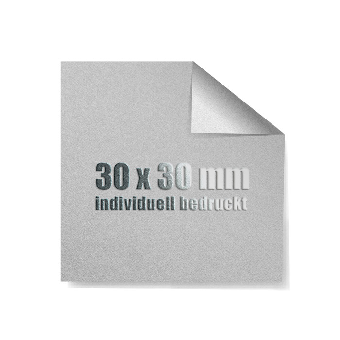 Prägeetiketten 30x30 mm quadratisch mit spitzen Ecken | hochwertiger Offset-Digitaldruck