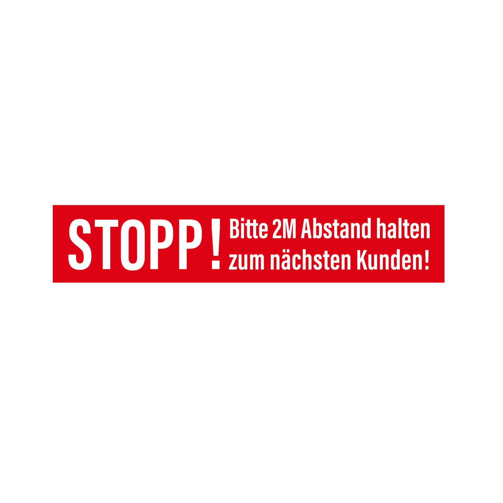 Bodenaufkleber rechteckig mit Aufdruck: Stopp! Abstand halten - 50x10 cm