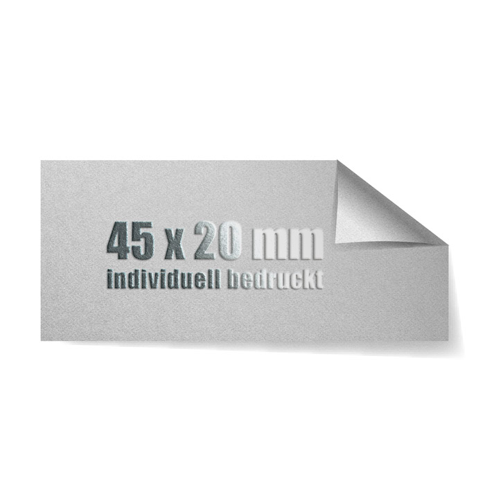 Prägeetiketten 45x20 mm rechteckig mit spitzen Ecken | hochwertiger Offset-Digitaldruck